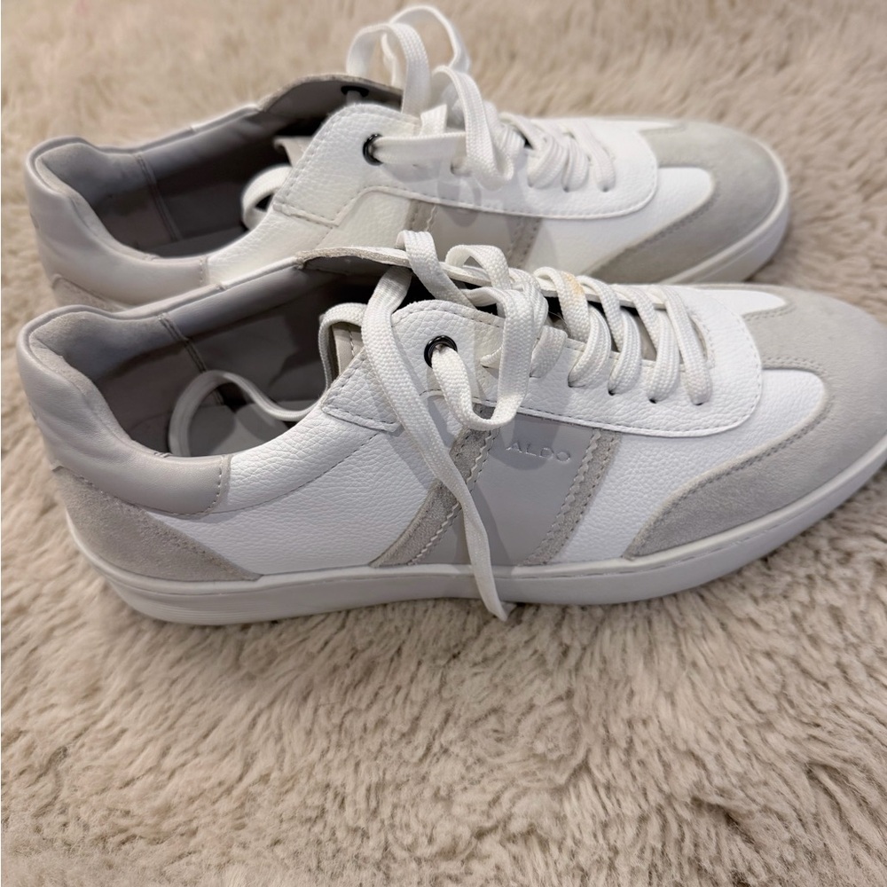Aldo Gray and White Casual Sneakers - Picture 3 of 6